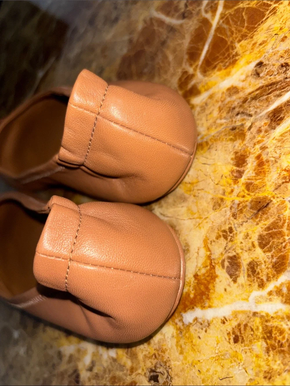 Tory Burch Cognac Leather Logo Medallion Ballet Flats, size 8